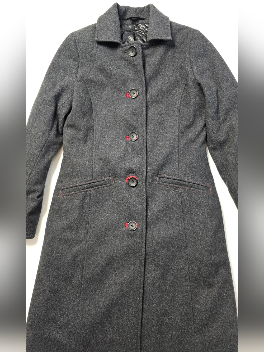 Classic Dark Gray Wool Blend Women's Coat Suze 4RG - Picture 5 of 13